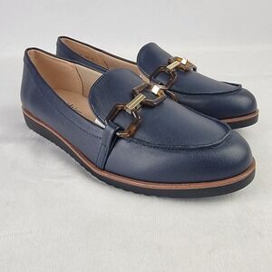 LifeStride Lara Womens Navy Blue Chain Link Loafers Soft System Shoes Size 6 M